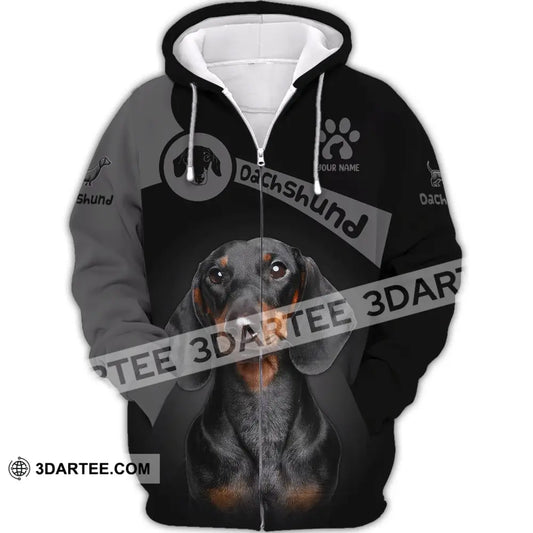 Custom Unisex Shirt Dachshund T-Shirt For Pet Lovers Zipper Hoodie / S