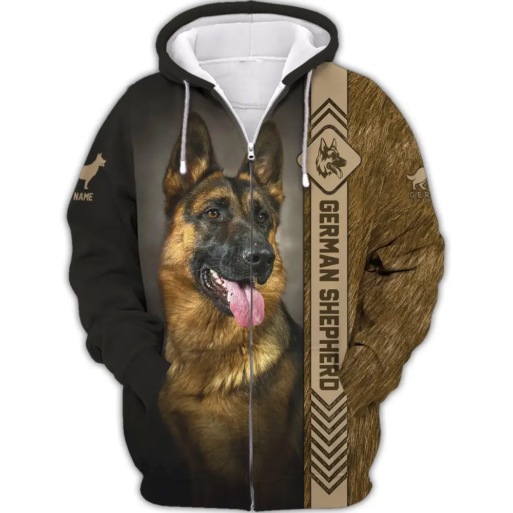 Custom Unisex Shirt German Shepherd T-Shirt For Pet Lovers Zipper Hoodie / S