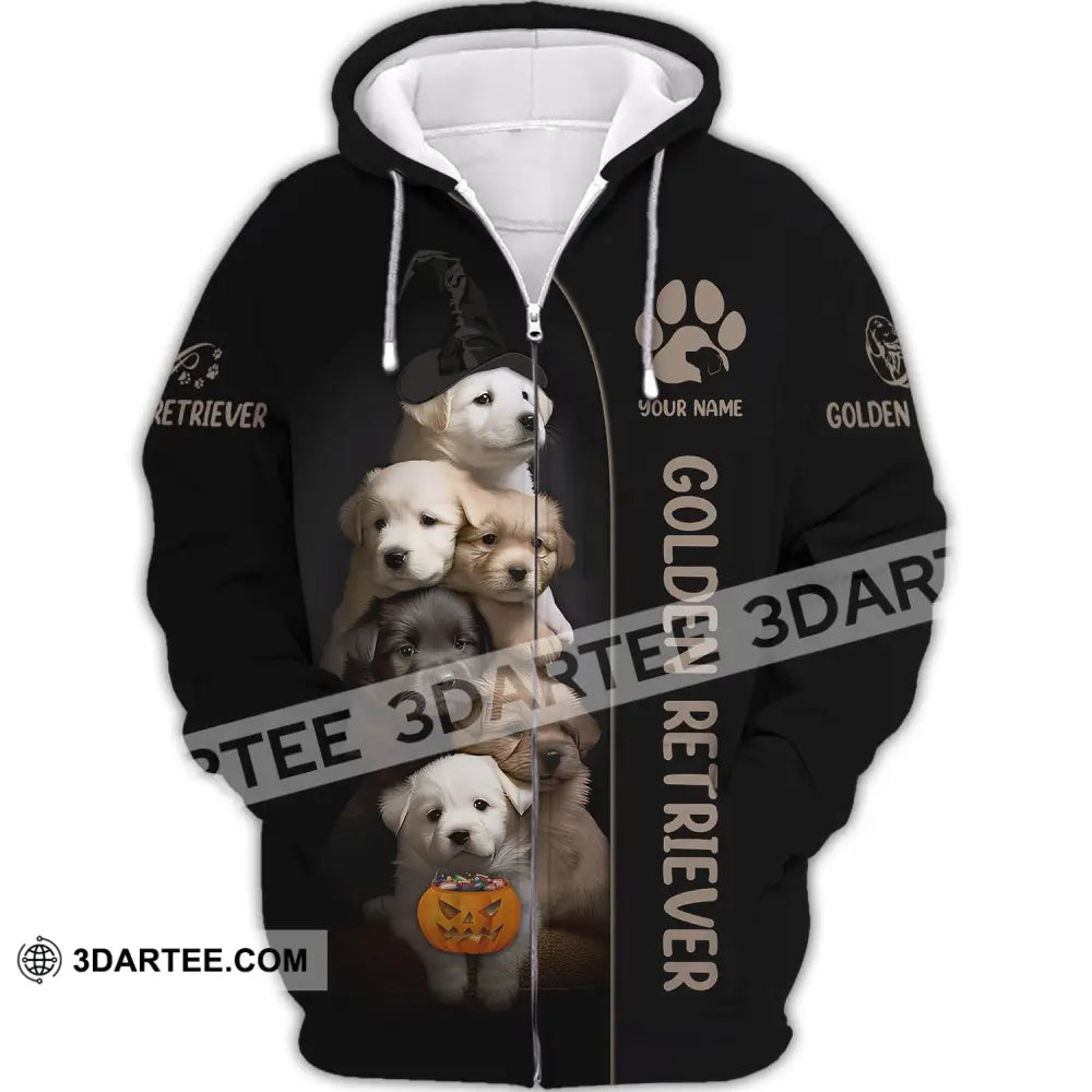 Custom Unisex Shirt Golden Retriever Halloween T-Shirt Hoodie Pet Zipper / S