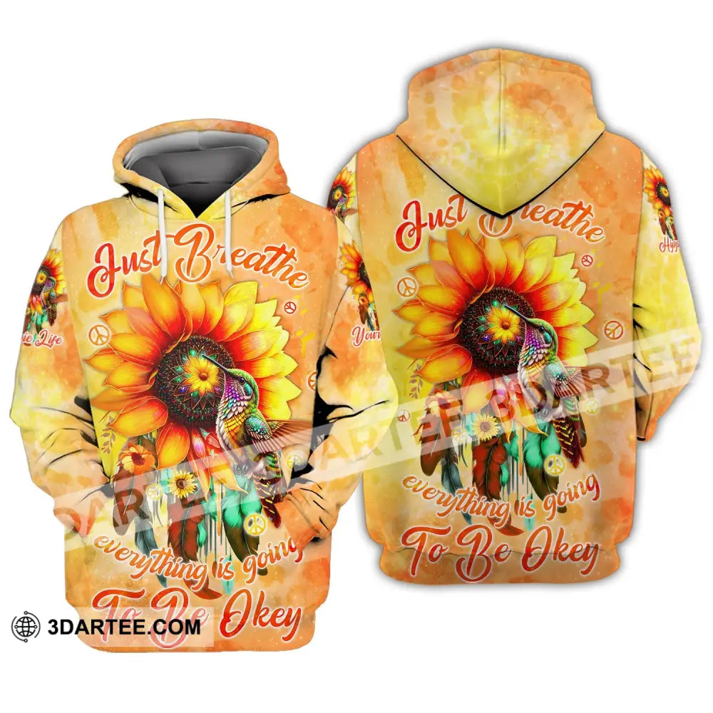 Custom Unisex Shirt Hippie Life Sunflower Hummingbird Hoodie / S T-Shirt