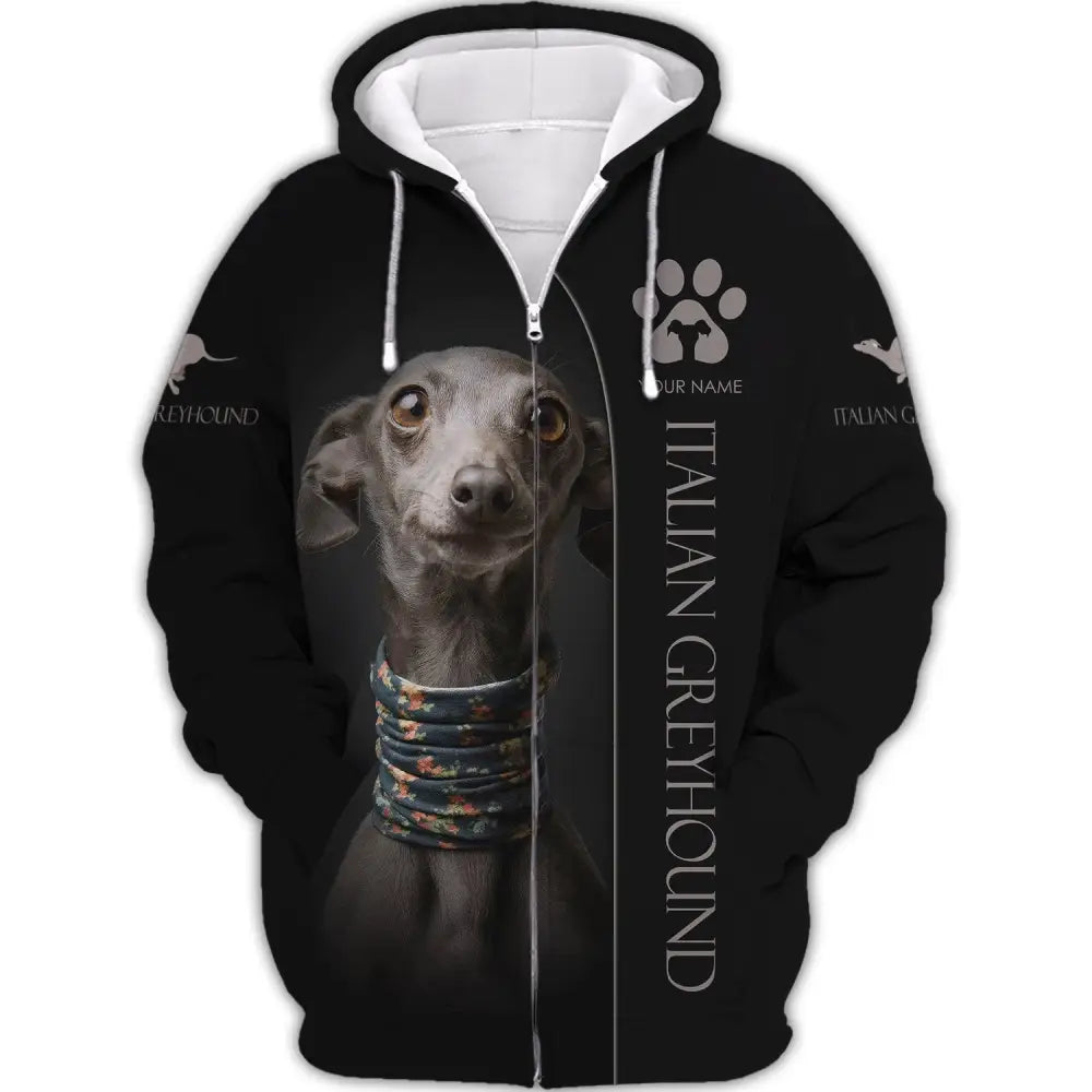 Custom Unisex Shirt Italian Greyhound T-Shirt For Pet Lovers Zipper Hoodie / S