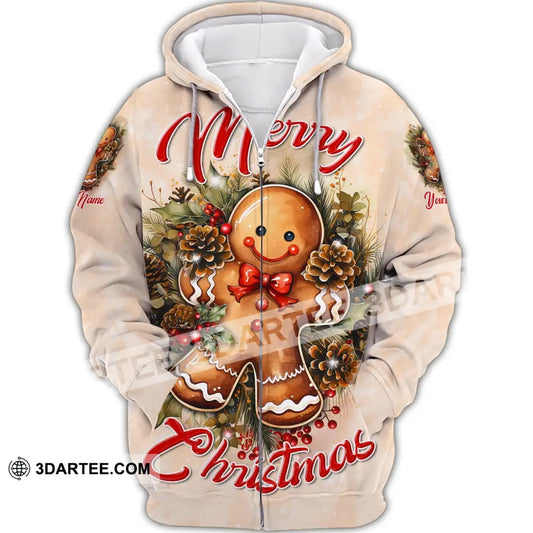 Custom Unisex Shirt Merry Christmas Ginger Hoodie For Zipper / S T-Shirt