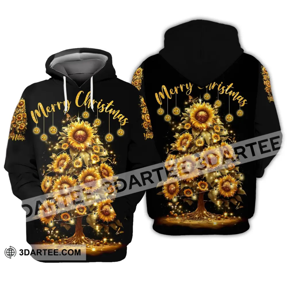 Custom Unisex Shirt Merry Christmas Tree Sunflower Hoodie For / S T-Shirt