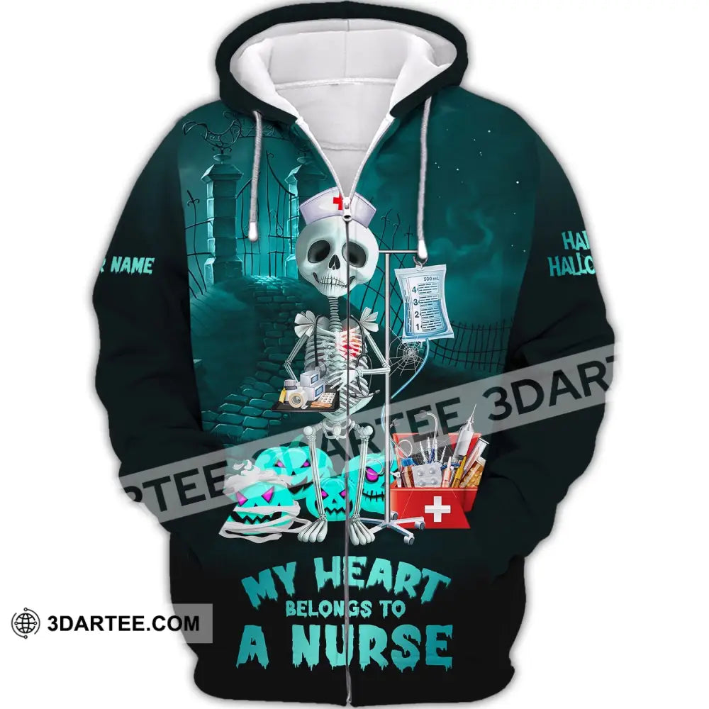 Custom Unisex Shirt Nurse Halloween T-Shirt Hoodie For Zipper / S