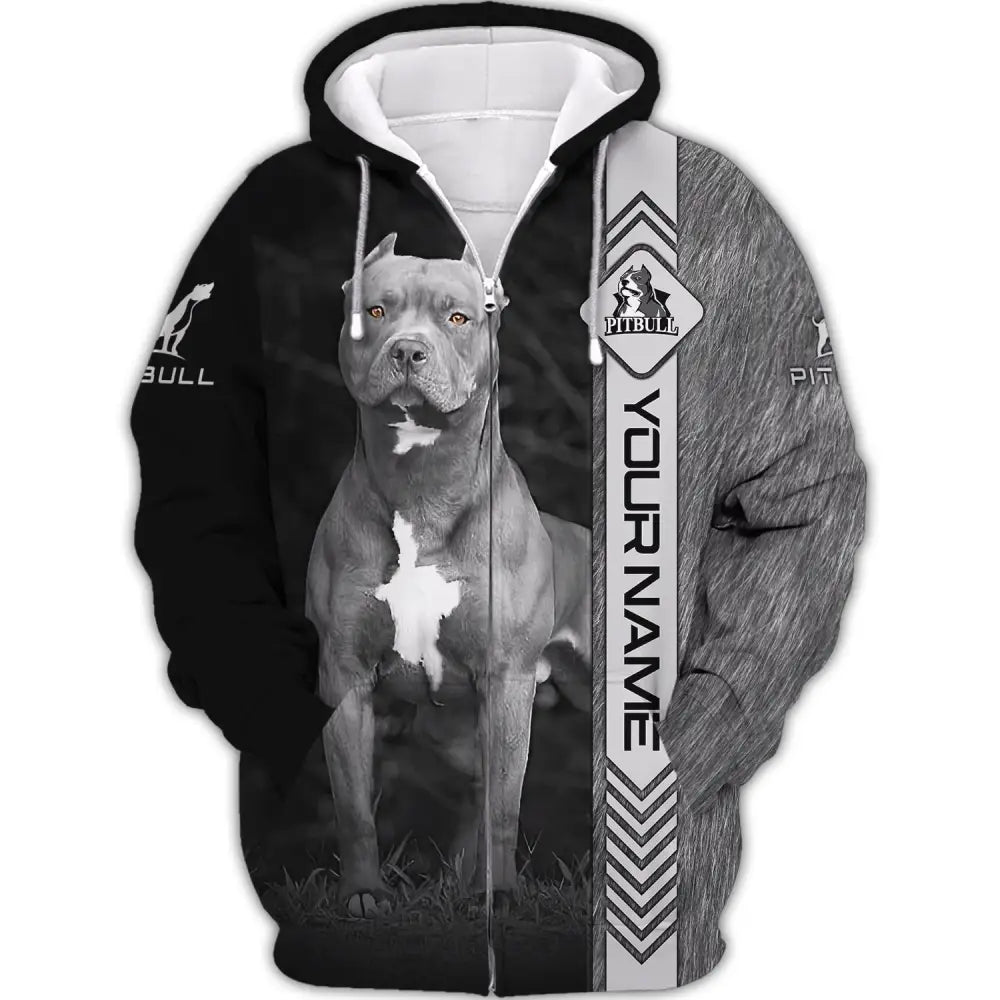Custom Unisex Shirt Pit Bull T-Shirt For Pet Lovers Zipper Hoodie / S