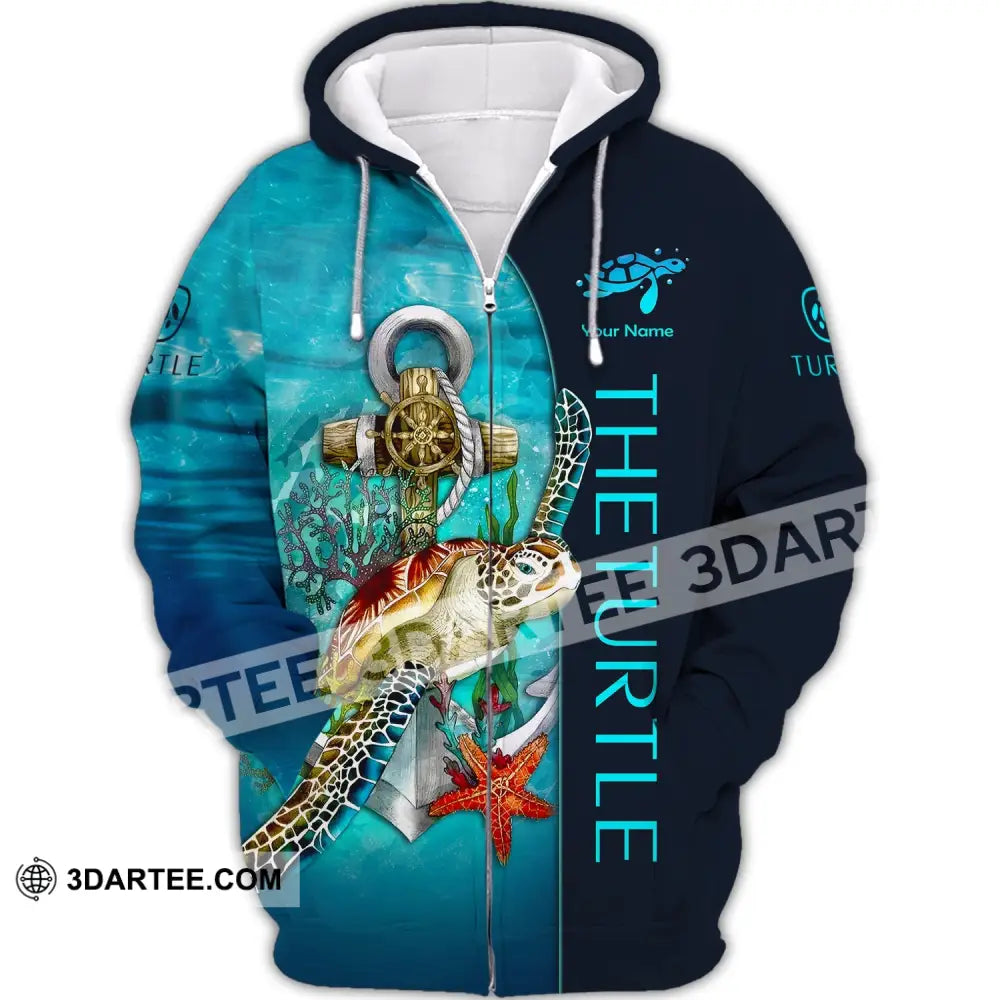 Custom Unisex Shirt Turtle Sea Animal T-Shirt For Lover Zipper Hoodie / S