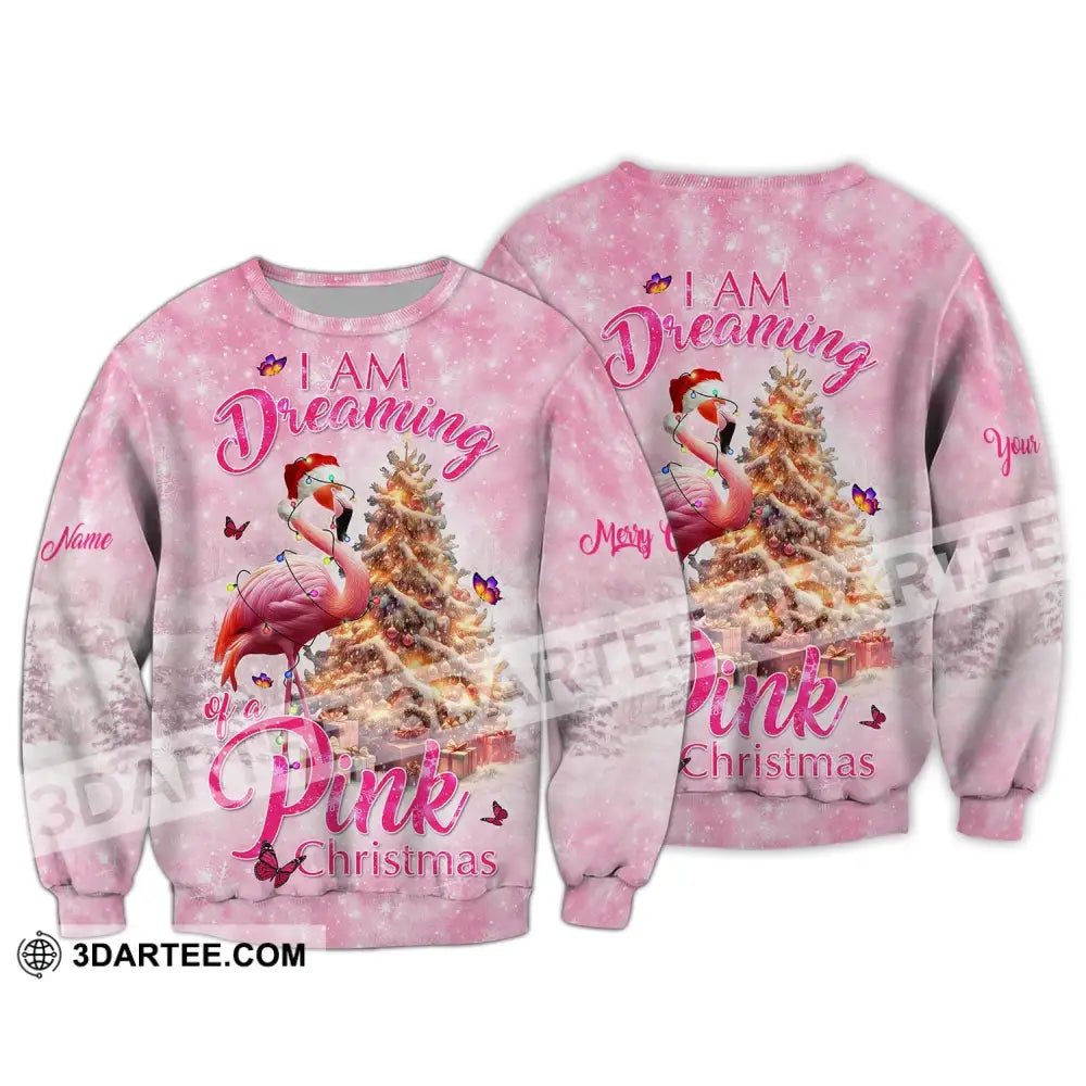 Custom Woman Shirt Flamingo Christmas Hoodie For Long Sleeve / S T-Shirt