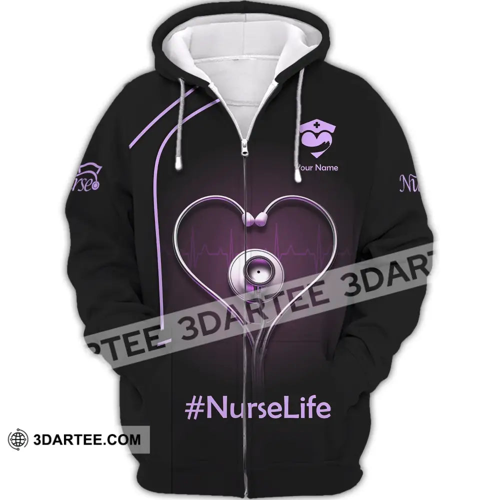 Custom Woman Shirt Nurse T-Shirt Nursing Hoodie For Nurses Zipper / S