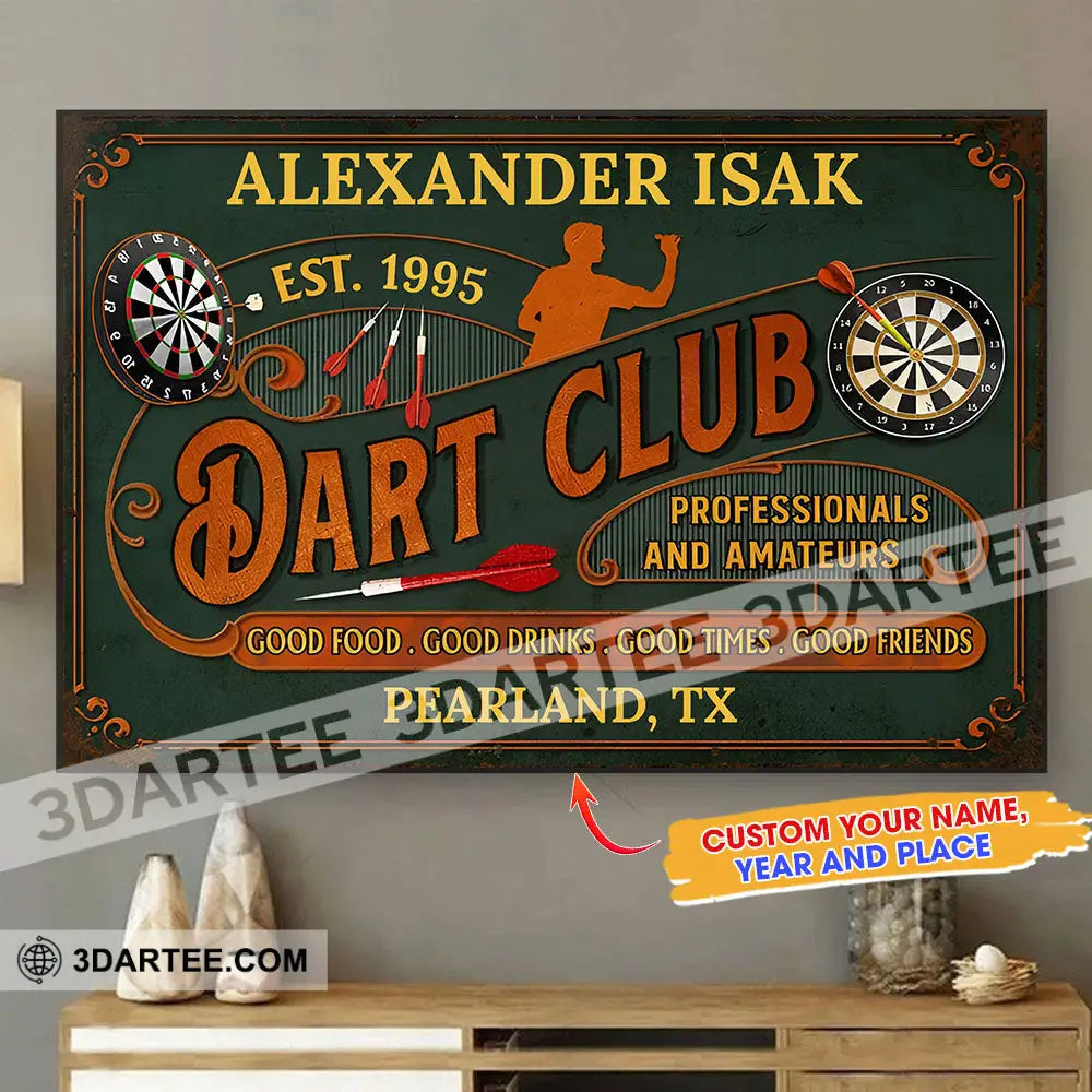 Dart Club Room Decor Gift Personalized Canvas Personalized Poster Poster / 12’’ x 8’’