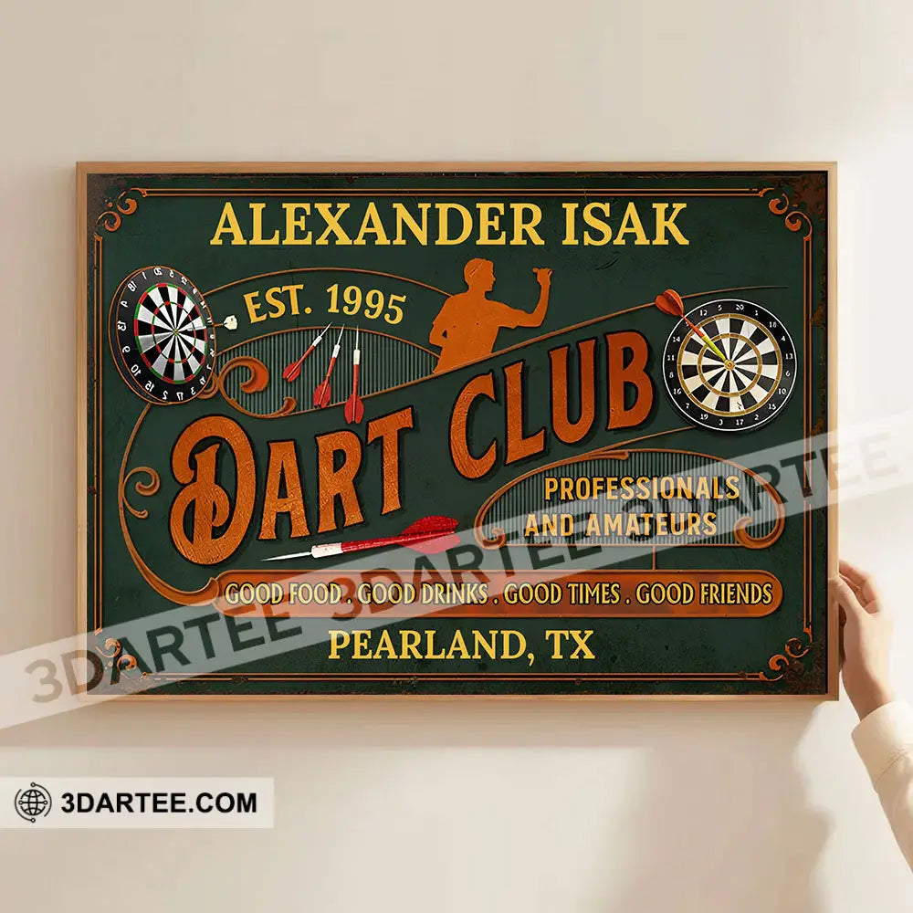 Dart Club Room Decor Gift Personalized Canvas Personalized Poster