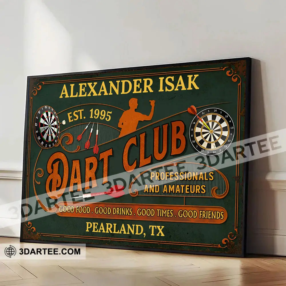 Dart Club Room Decor Gift Personalized Canvas Personalized Poster
