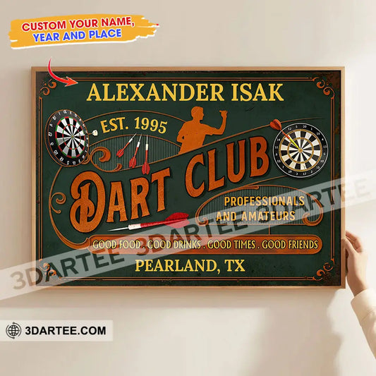 Dart Club Room Decor Gift Personalized Canvas Personalized Poster