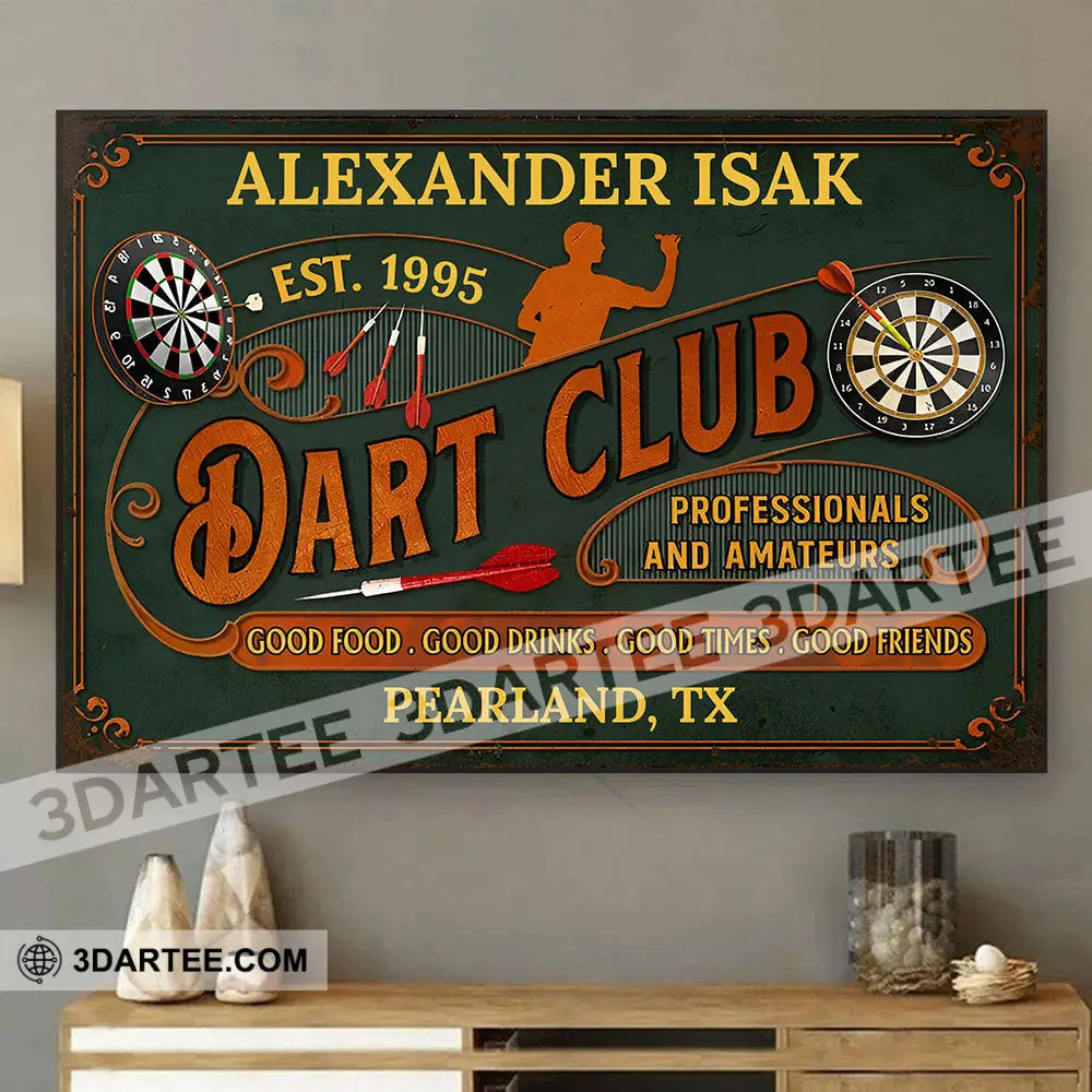 Dart Club Room Decor Gift Personalized Canvas Personalized Poster