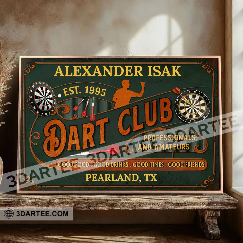 Dart Club Room Decor Gift Personalized Canvas Personalized Poster