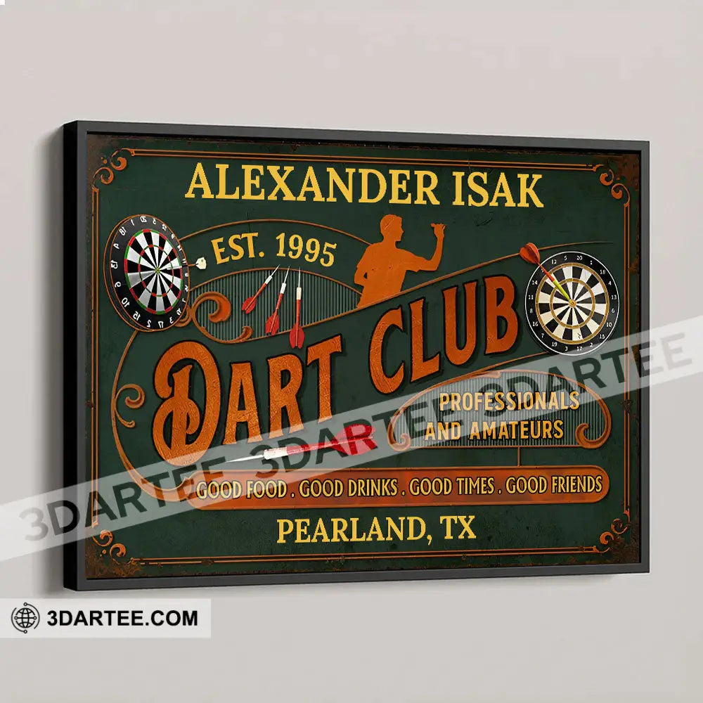 Dart Club Room Decor Gift Personalized Canvas Personalized Poster