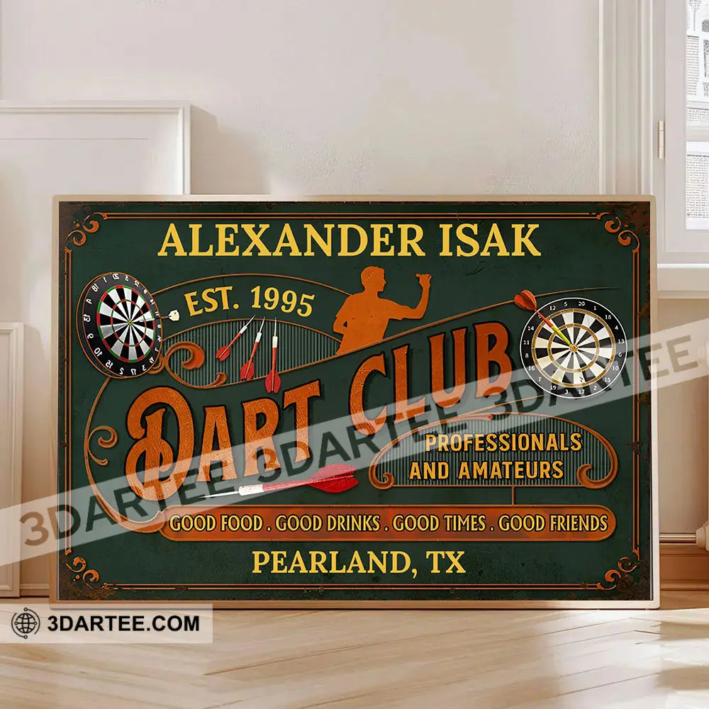 Dart Club Room Decor Gift Personalized Canvas Personalized Poster