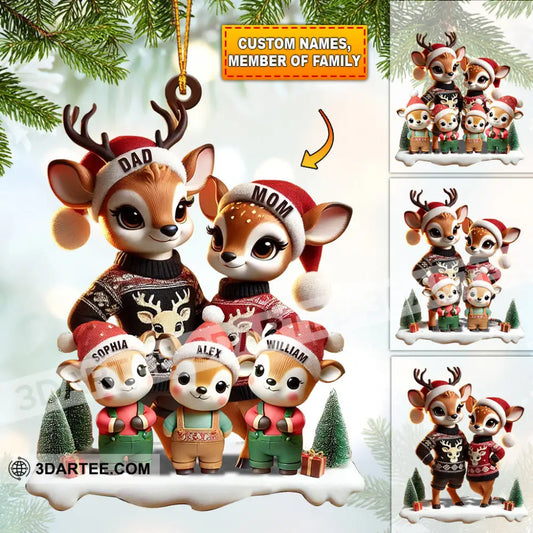 Deer Family Decor Christmas Ornament Personalized Ornament 3.54’’ / 1 Ornament Ornament