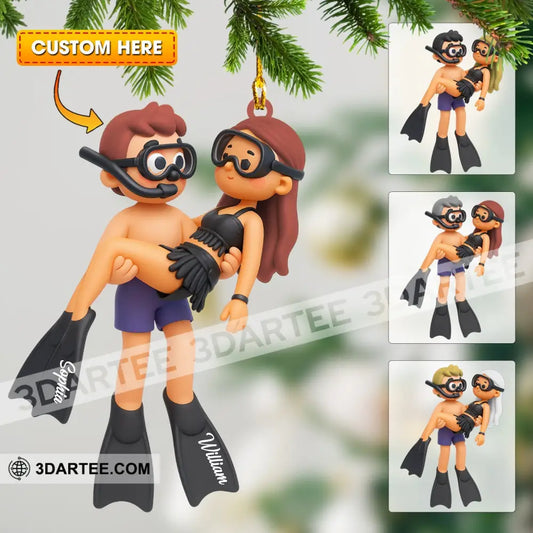 Diving Couple Christmas Home Decor Christmas Ornament Personalized Ornament 3.54’’ / 1 Ornament Ornament
