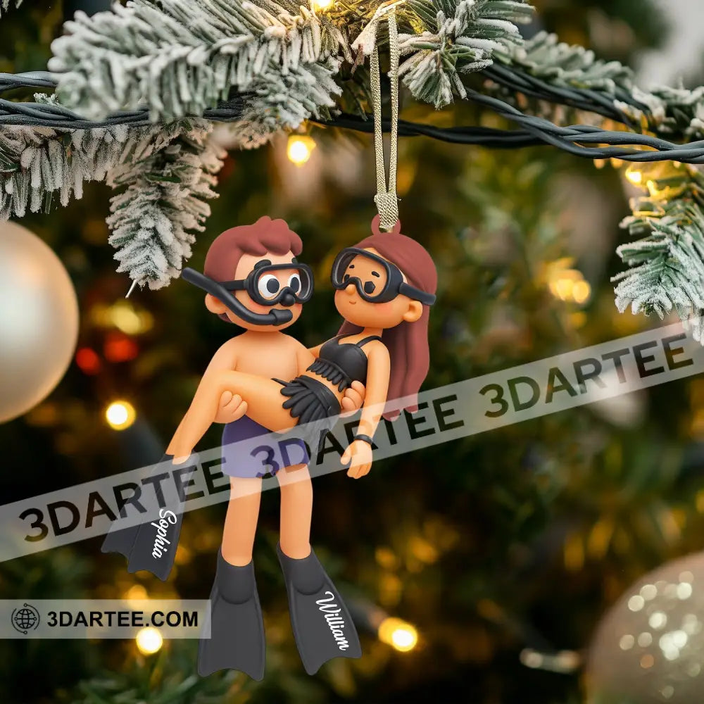Diving Couple Christmas Home Decor Christmas Ornament Personalized Ornament Ornament