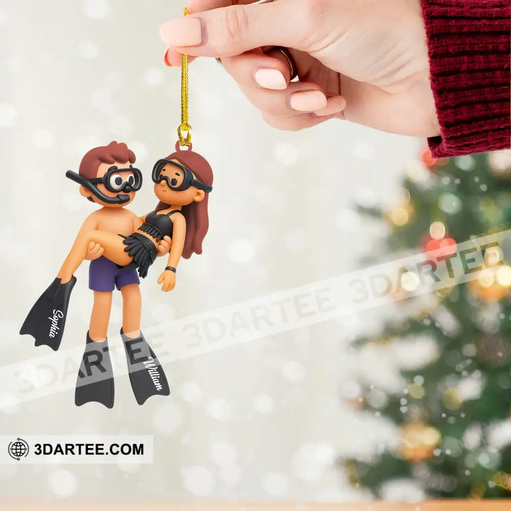 Diving Couple Christmas Home Decor Christmas Ornament Personalized Ornament Ornament