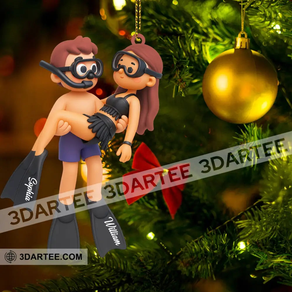 Diving Couple Christmas Home Decor Christmas Ornament Personalized Ornament Ornament