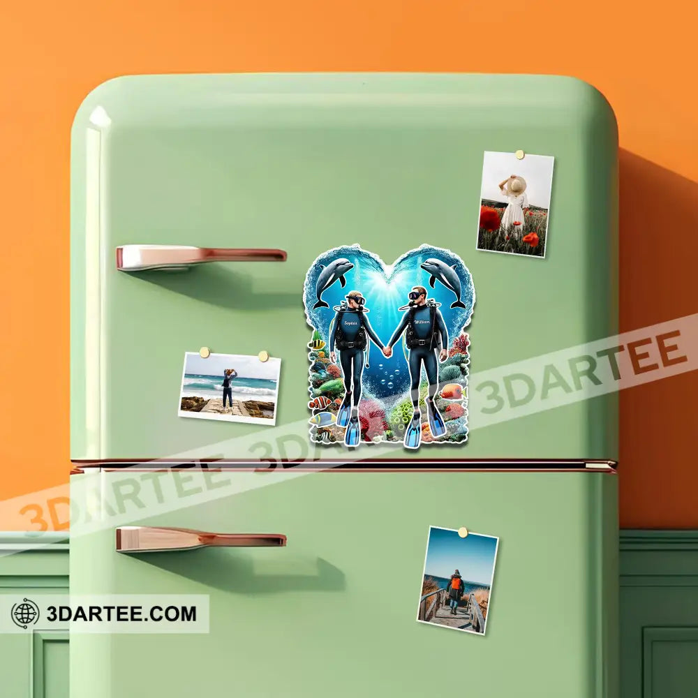 Diving Couple Fridge Magnet - Personalized