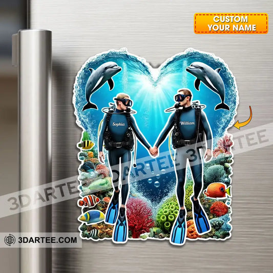 Diving Couple Fridge Magnet - Personalized