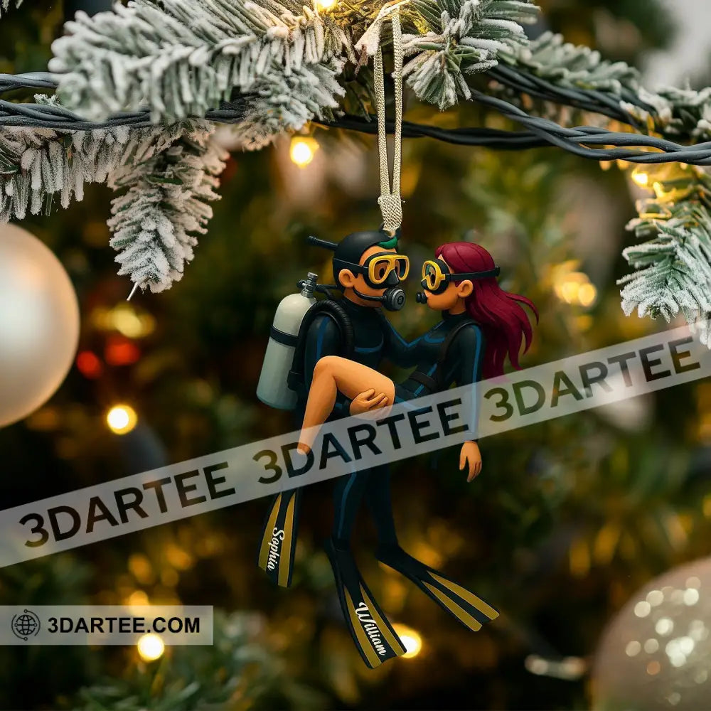 Diving Couple Home Decor Christmas Ornament Personalized Ornament Ornament