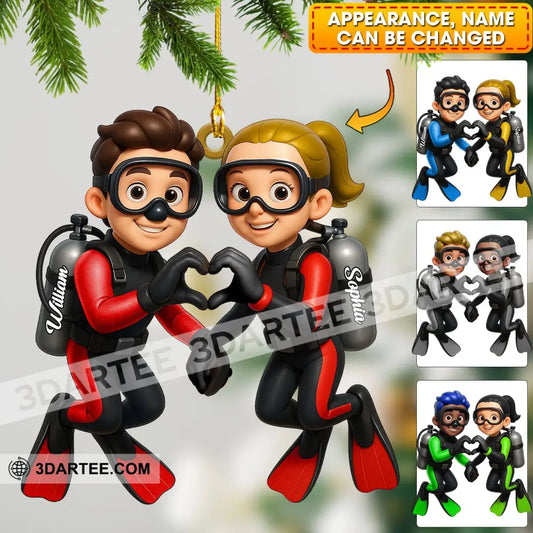 Diving Couple Home Decor Christmas Ornament Personalized Ornament 3.54’’ / 1 Ornament Ornament