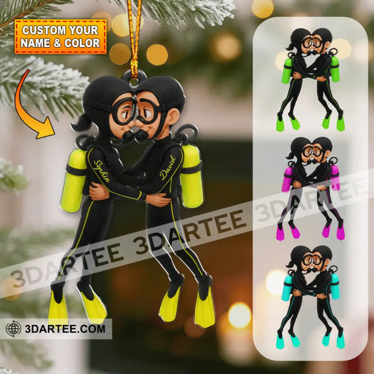 Diving Couple Home Decor Christmas Ornament Personalized Ornament 3.54’’ / 1 Ornament Ornament