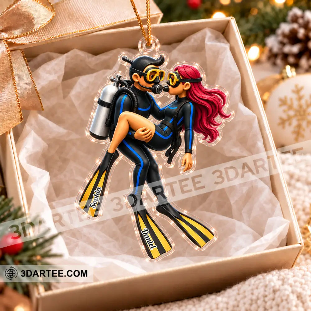 Diving Couple Home Decor Christmas Ornament Personalized Ornament - Ornament
