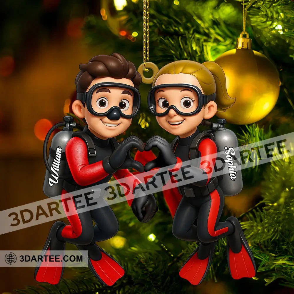 Diving Couple Home Decor Christmas Ornament Personalized Ornament Ornament