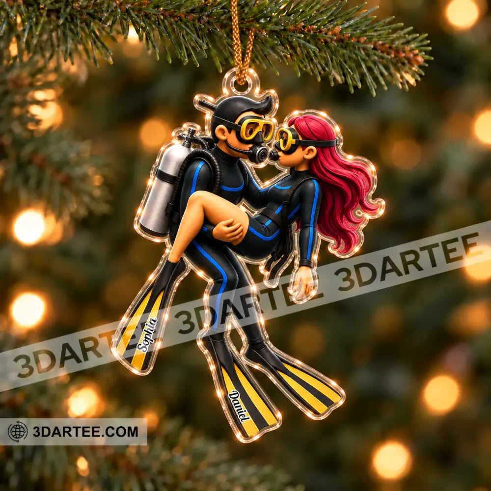 Diving Couple Home Decor Christmas Ornament Personalized Ornament - Ornament