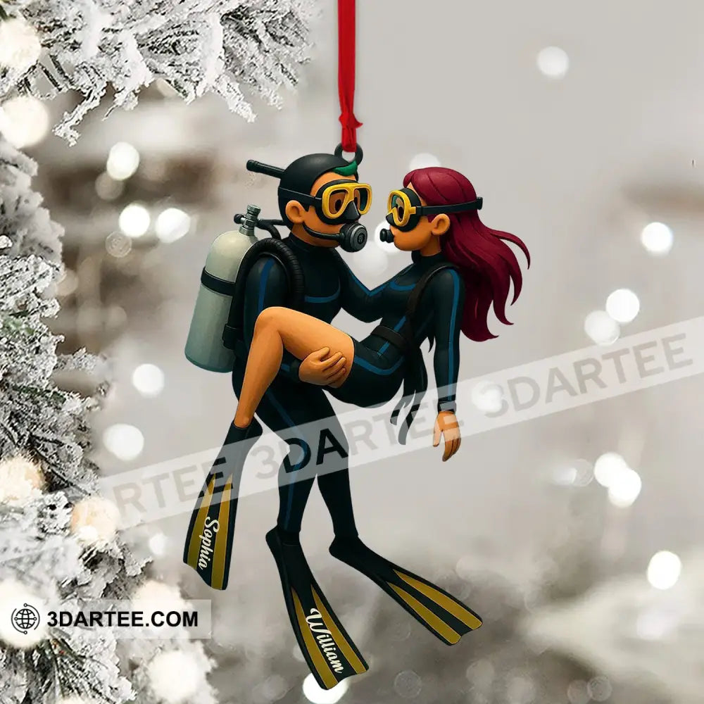 Diving Couple Home Decor Christmas Ornament Personalized Ornament Ornament