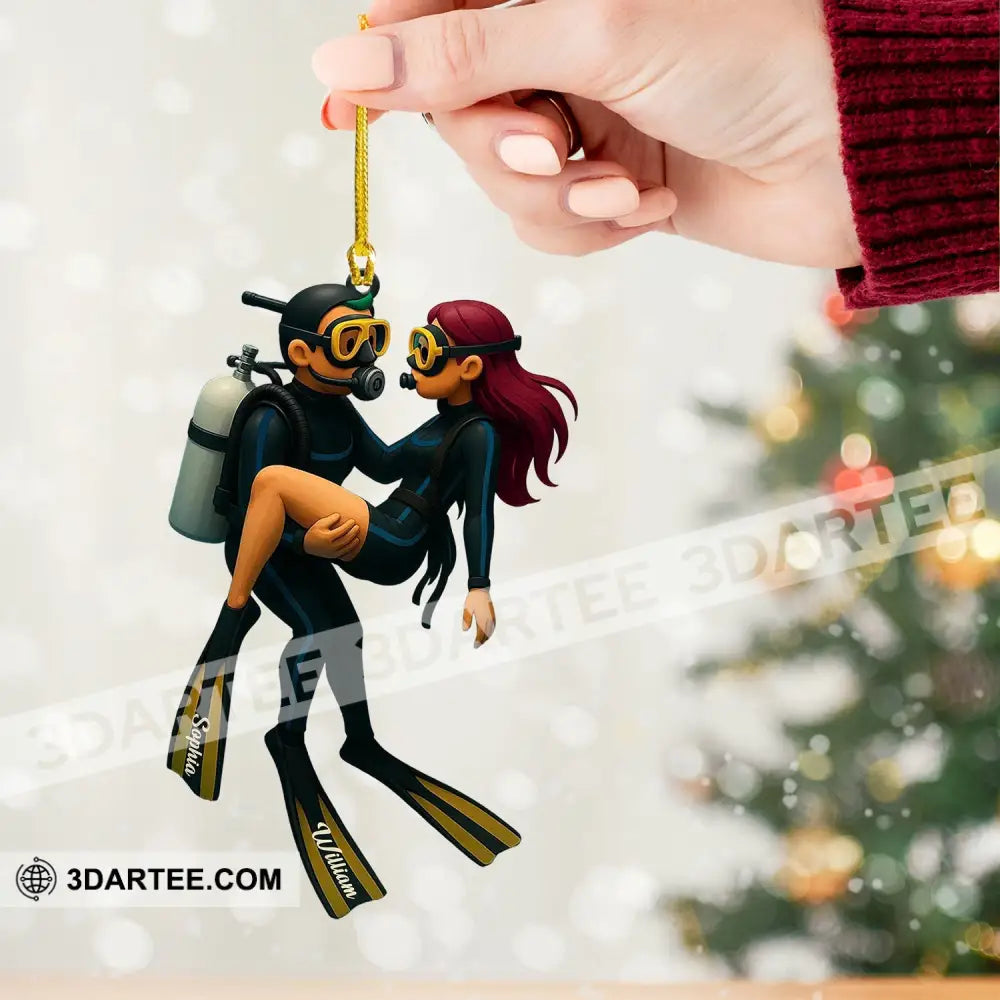 Diving Couple Home Decor Christmas Ornament Personalized Ornament Ornament