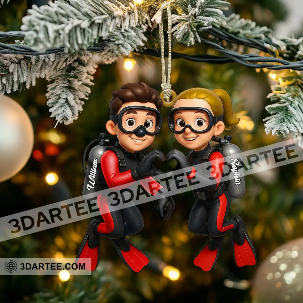 Diving Couple Home Decor Christmas Ornament Personalized Ornament Ornament