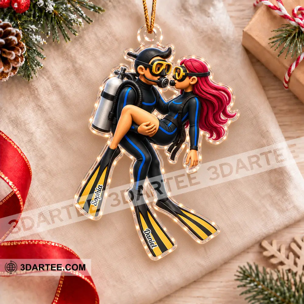 Diving Couple Home Decor Christmas Ornament Personalized Ornament - Ornament