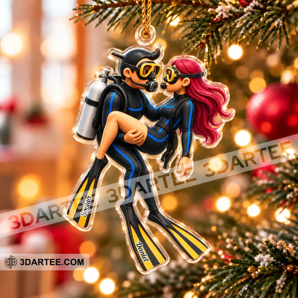 Diving Couple Home Decor Christmas Ornament Personalized Ornament - Ornament