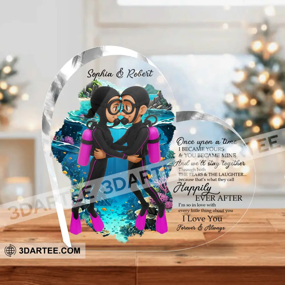 Diving Couple Love Forever Gift For Couple - Personalized Custom Shaped Acrylic Plaque Custom Shaped Acrylic Plaque