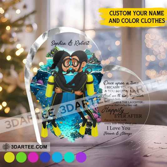 Diving Couple Love Forever Gift For Couple - Personalized Custom Shaped Acrylic Plaque 4’’ x 4’’ Custom Shaped Acrylic