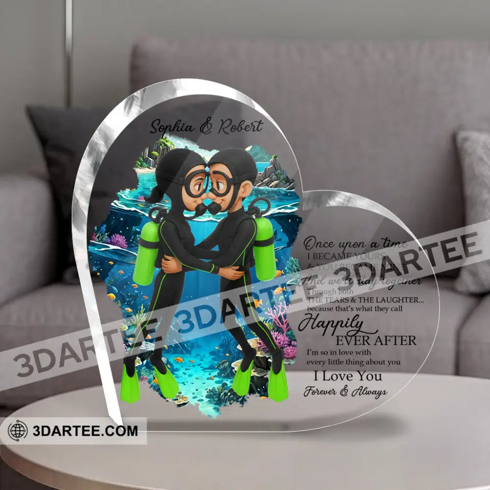Diving Couple Love Forever Gift For Couple - Personalized Custom Shaped Acrylic Plaque Custom Shaped Acrylic Plaque