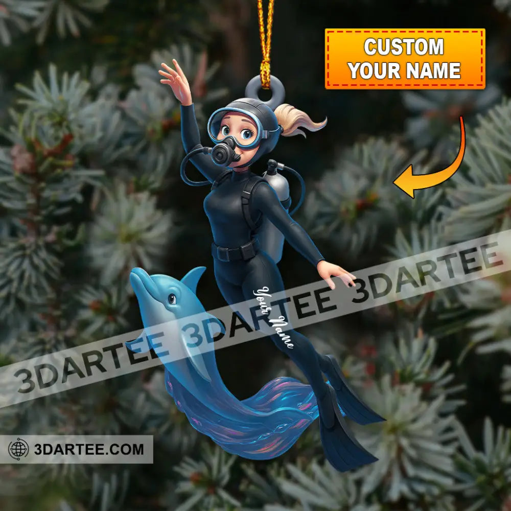 Diving Home Decor Christmas Ornament Personalized Ornament 3.54’’ / 1 Ornament Ornament