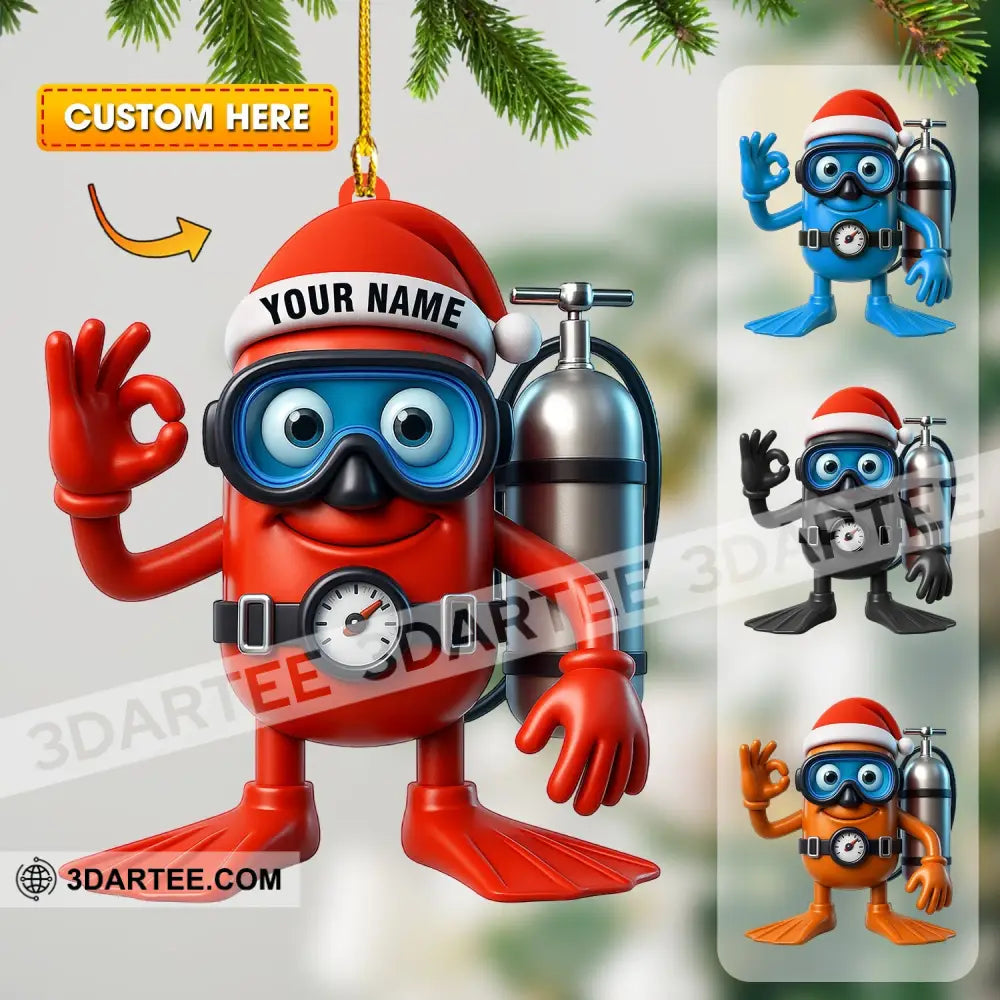 Diving Home Decor Christmas Ornament Personalized Ornament 3.54’’ / 1 Ornament Ornament