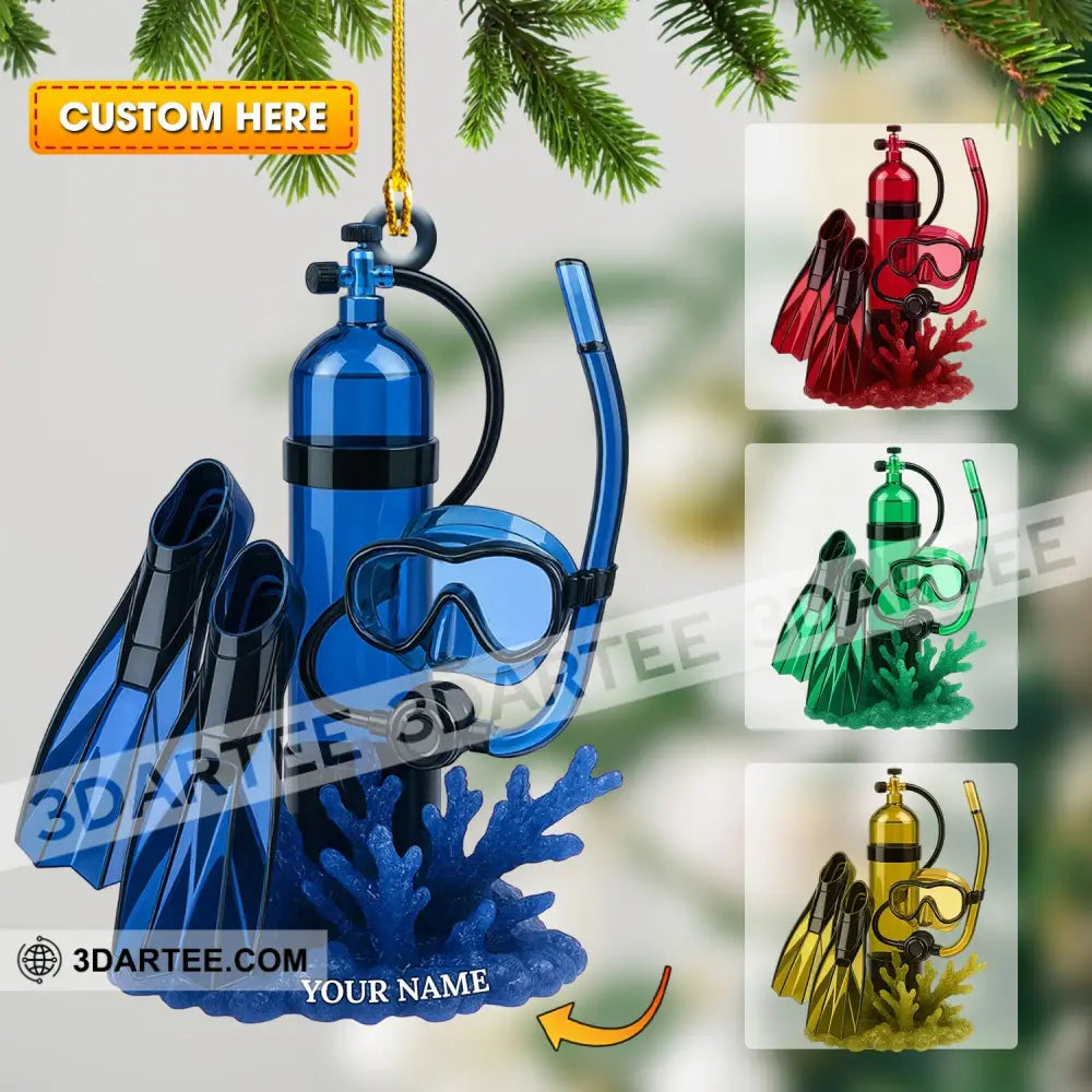 Diving Home Decor Christmas Ornament Personalized Ornament 3.54’’ / 1 Ornament Ornament