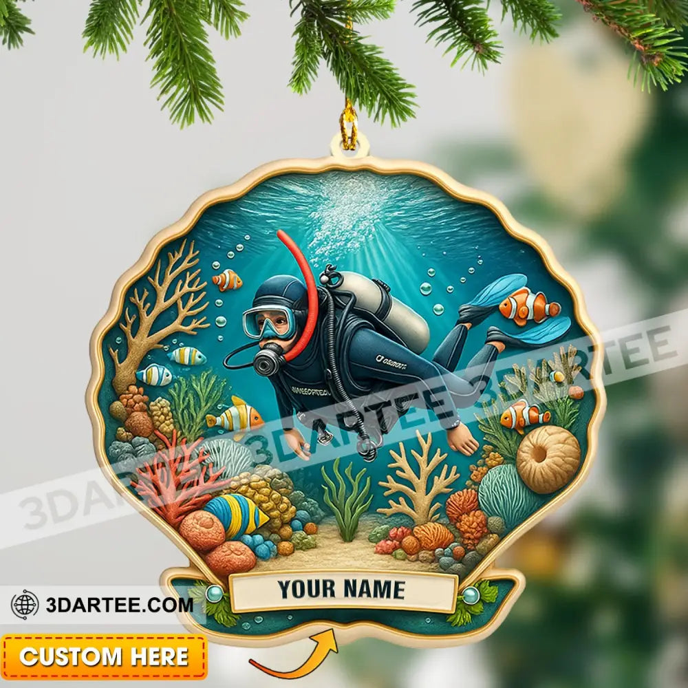 Diving Home Decor Christmas Ornament Personalized Ornament 3.54’’ / 1 Ornament Ornament