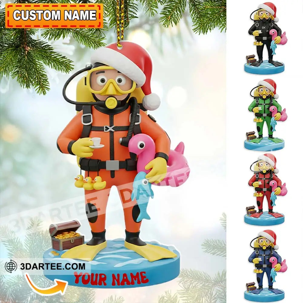 Diving Lover Christmas Home Decor Christmas Ornament Personalized Ornament 3.54’’ / 1 Ornament Ornament