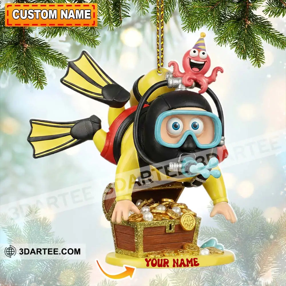Diving Lover Christmas Home Decor Christmas Ornament Personalized Ornament 3.54’’ / 1 Ornament Ornament