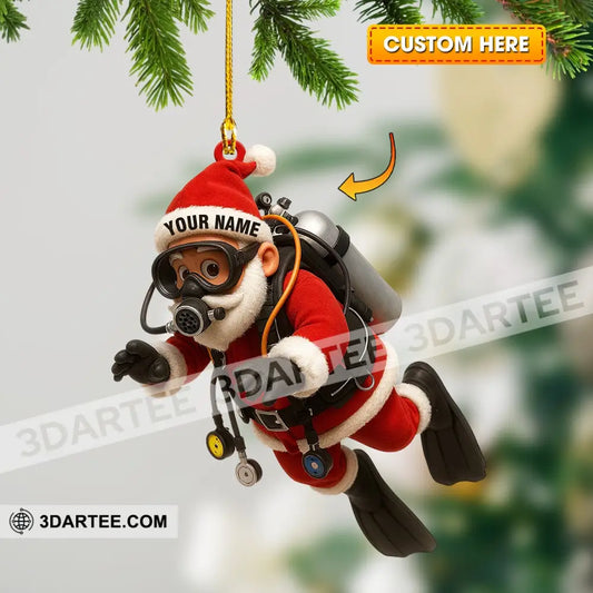 Diving Santa Christmas Home Decor Christmas Ornament Personalized Ornament 3.54’’ / 1 Ornament Ornament