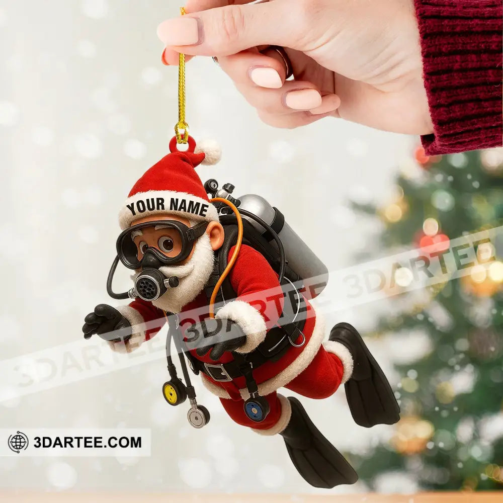 Diving Santa Christmas Home Decor Christmas Ornament Personalized Ornament Ornament