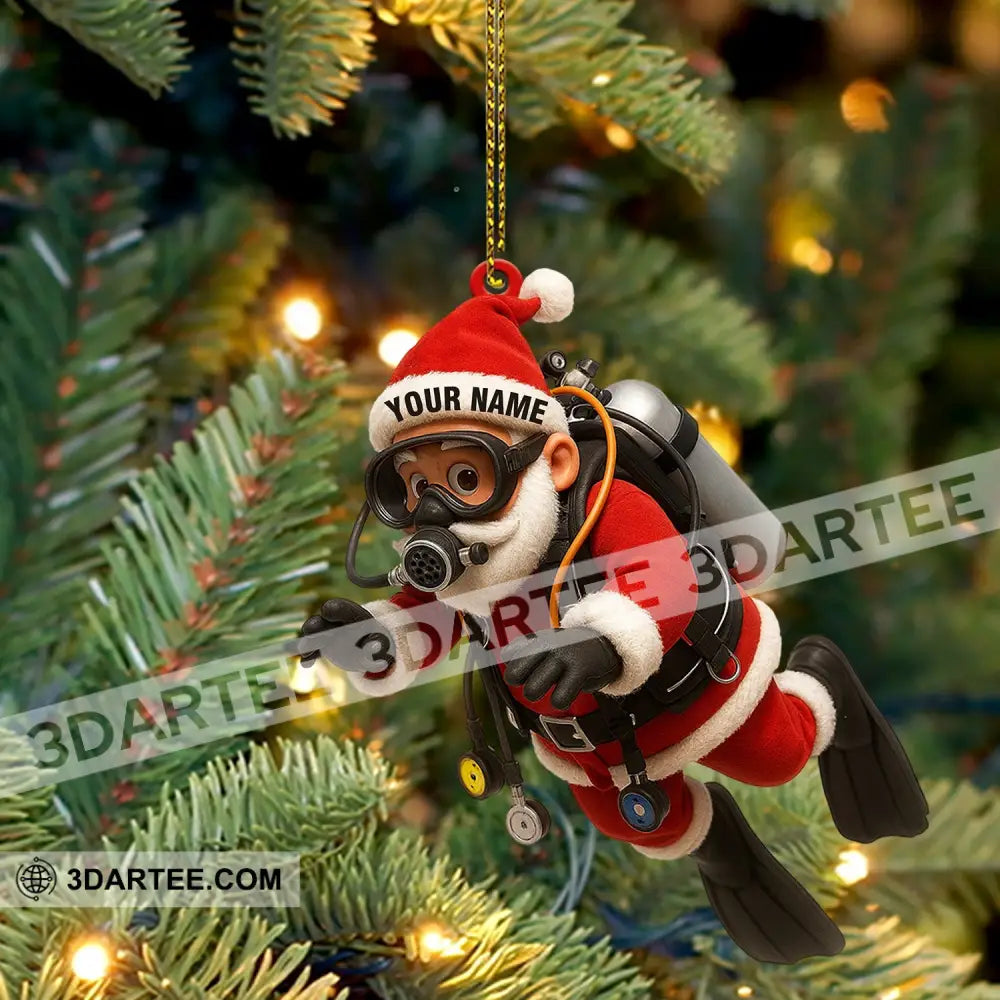 Diving Santa Christmas Home Decor Christmas Ornament Personalized Ornament Ornament